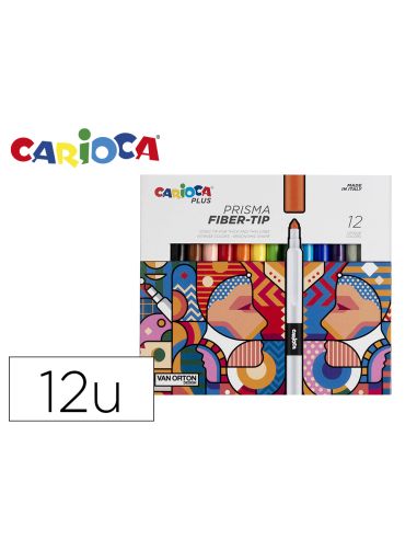 Rotulador Carioca Plus Prisma Fiber-Tip De Punta De Fibra Caja De 12 Unidades Colores Surtidos