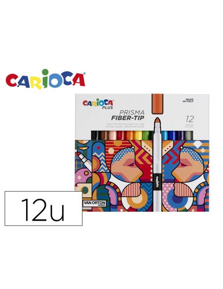 Rotulador Carioca Plus Prisma Fiber-Tip De Punta De Fibra Caja De 12 Unidades Colores Surtidos