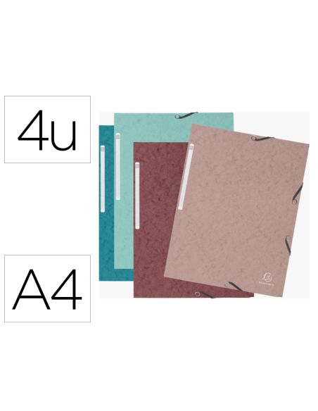 Carpeta Exacompta Skandi Gomas Carton Tres Solapas Din A4 Lote De 4 Unidades Colores Surtidos
