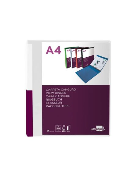 Carpeta Liderpapel Canguro 2 Anillas 25 Mm Mixtas Polipropileno Din A4 Transparente|Libreriasalesiana