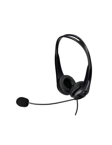 Auricular Q-Connect Binaural Diadema Con Microfono Y Control De Volumen Conexion Usb Cable De 2M Color Negro