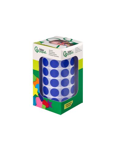 Gomets Liderpapel Autoadhesivo Circulos 15 Mm Azul Rollo De 2500 Unidades En Caja De Carton