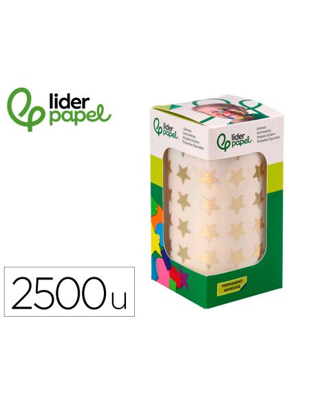 Gomets Liderpapel Autoadhesivo Estrellas Doradas Surtidas 2500 Unidades En Caja De Carton