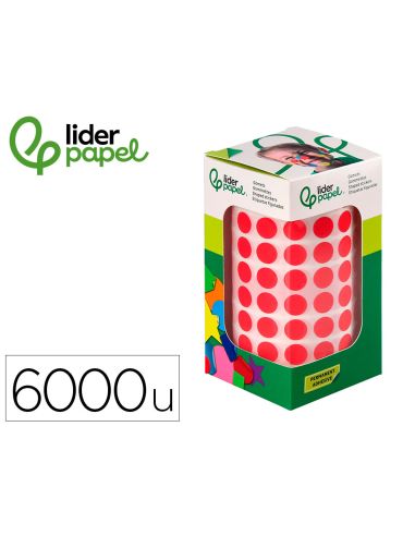 Gomets Liderpapel Autoadhesivo Circulos 10,5 Mm Rojo Rollo De 6000 Unidades En Caja De Carton