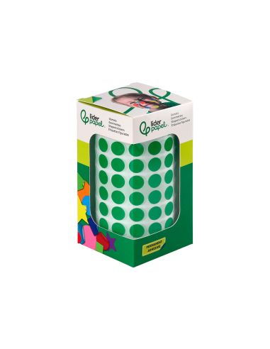 Gomets Liderpapel Autoadhesivo Circulos 10,5 Mm Verde Rollo De 6000 Unidades En Caja De Carton