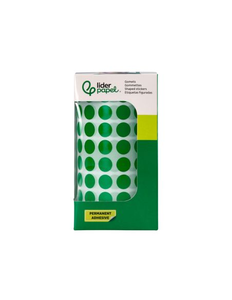 Gomets Liderpapel Autoadhesivo Circulos 10,5 Mm Verde Rollo De 6000 Unidades En Caja De Carton