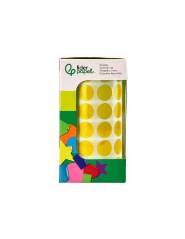 Gomets Liderpapel Autoadhesivo Circulos 15 Mm Amarillo Rollo De 2500 Unidades En Caja De Carton