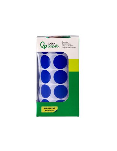 Gomets Liderpapel Autoadhesivo Circulos 20 Mm Azul Rollo De 2000 Unidades En Caja De Carton