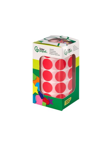 Gomets Liderpapel Autoadhesivo Circulos 20 Mm Rojo Rollo De 2000 Unidades En Caja De Carton
