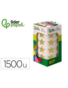Gomets Liderpapel Autoadhesivo Estrellas Doradas 20 Mm 1500 Unidades En Caja De Carton