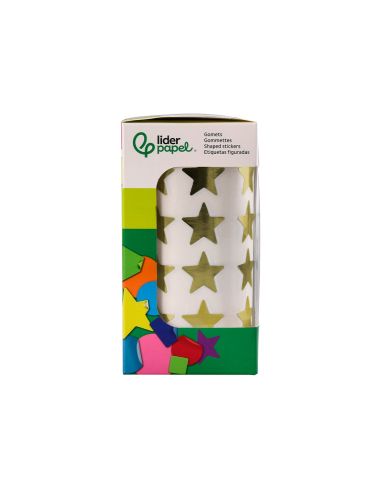Gomets Liderpapel Autoadhesivo Estrellas Doradas 20 Mm 1500 Unidades En Caja De Carton