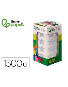 Gomets Liderpapel Autoadhesivo Estrellas Plateadas 20 Mm 1500 Unidades En Caja De Carton