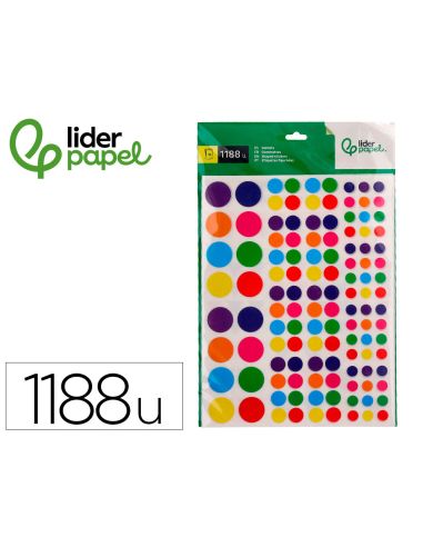 Gomets Liderpapel Autoadhesivo Figuras De Colores Y Tamaños Surtidos Bolsa De 10 Hojas 1188 Unidades