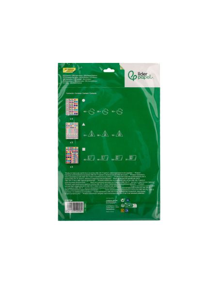 Gomets Liderpapel Autoadhesivo Figuras De Colores Y Tamaños Surtidos Bolsa De 10 Hojas 1188 Unidades