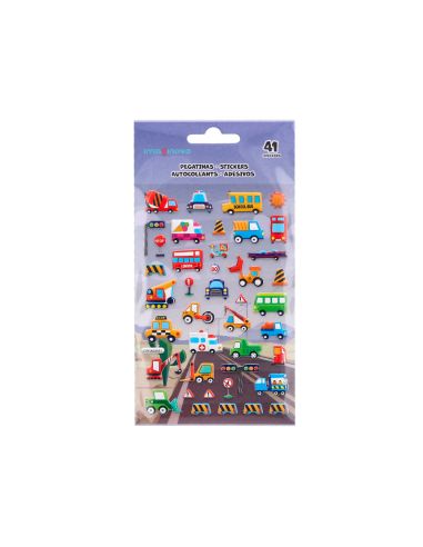 Pegatinas Imaginovo Kids Coches Con Relieve 190X105 Mm En Blister