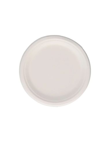 Plato Fibra Caña Azucar Bunzl Biodegradable 22 Cm Diametro Color Blanco Paquete De 50 Unidades