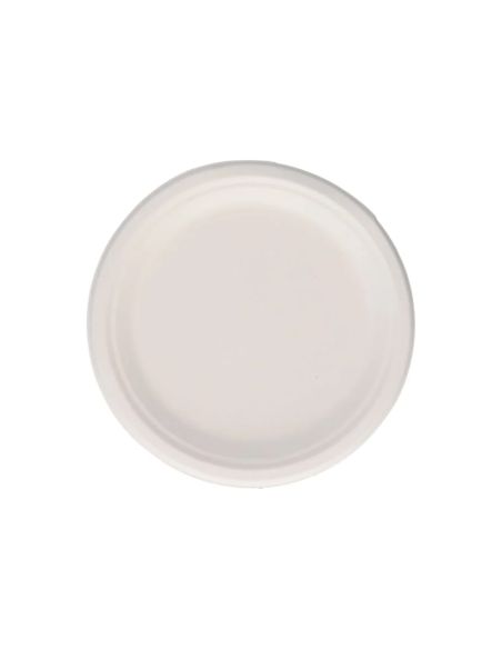 Plato Fibra Caña Azucar Bunzl Biodegradable 22 Cm Diametro Color Blanco Paquete De 50 Unidades