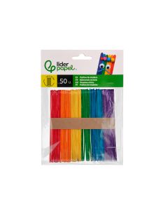 Palitos De Madera Liderpapel Colores Surtidos 11,4X1 Cm Bolsa Con 50 Unidades 2