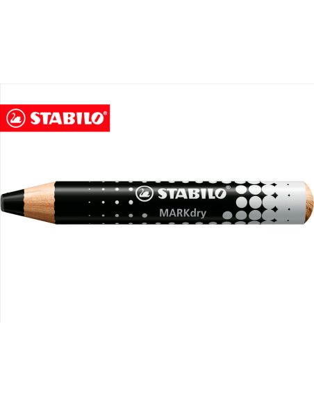 Lapiz Marcador En Seco Stabilo Markdry Para Pizarra Blanca Color Negro Caja De 5 Unidades