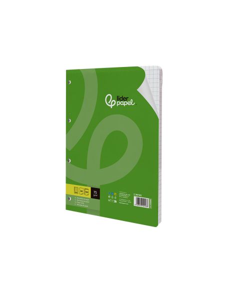 Recambio Liderpapel A4 100 Hojas 75Gr Cuadro 8Mm Con Margen 4 Taladros