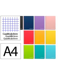 Cuaderno Espiral Liderpapel A4 Witty Tapa Dura 80H 90Gr Cuadro 6Mm Con Margen Colores Surtidos 2