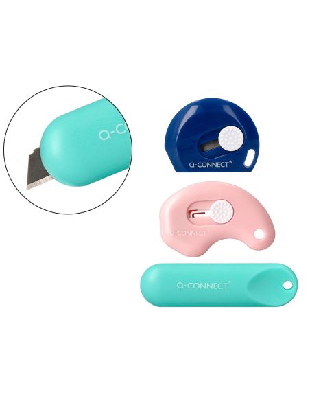 Cuter Q-Connect Plastico Mini De Seguridad Retractil Modelos Y Colores Surtidos Expositor 30 Unidades