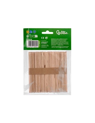 Palitos De Madera Liderpapel Color Natural 11,4 X 1 Cm Bolsa Con 50 Unidades