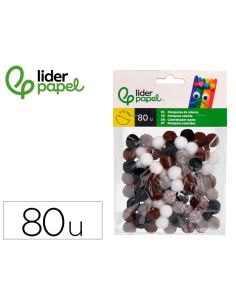 Pompones De Colores Liderpapel 1,5 Cm Tonalidades Neutras Bolsa Con 80 Unidades