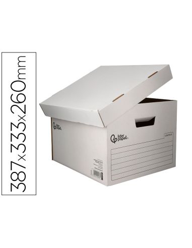 Cajon Contenedor Liderpapel Carton Automatico Para 3 Cajasarchivo Definitivo Folio / 4 Archivadores A-Z 387X333X260Mm