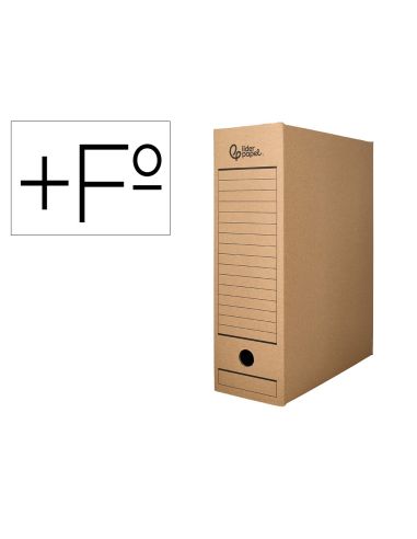 Caja Archivo Definitivo Liderpapel Folio Prolongado Carton Reciclado 325G/M2 Lomo 116 Mm Kraft 388X116X275 Mm