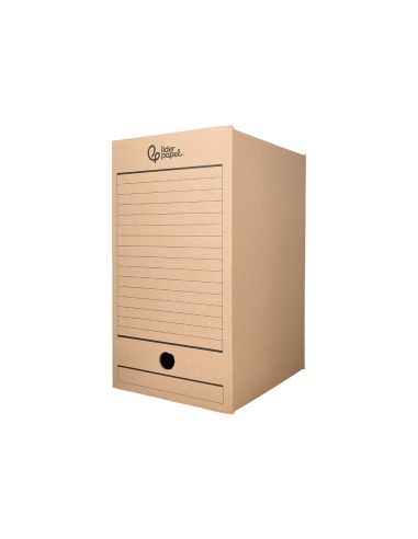 Caja Archivo Definitivo Liderpapel Folio Doble Ancho Carton Reciclado 400G/M2 Lomo 200 Mm Kraft 367X200X251 Mm