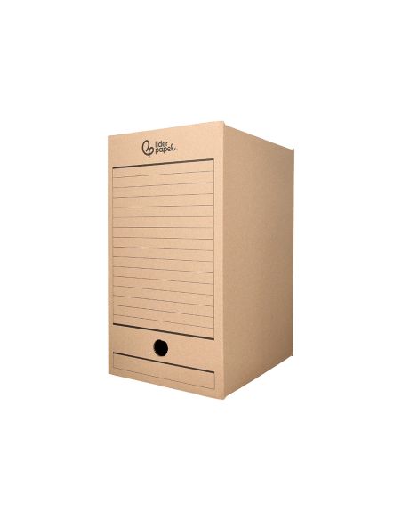 Caja Archivo Definitivo Liderpapel Folio Doble Ancho Carton Reciclado 400G/M2 Lomo 200 Mm Kraft 367X200X251 Mm