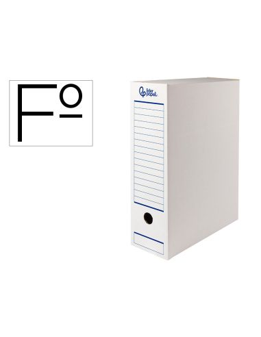 Caja Archivo Definitivo Automatica Liderpapel Folio Carton Reciclado 325G/M2 Lomo 100 Mm Blanco 360X100X255Mm