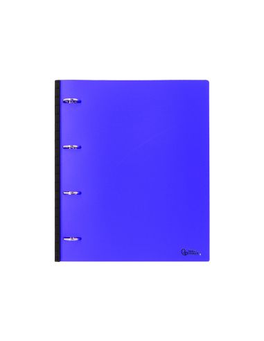 Carpeta Liderpapel 4 Anillas Redondas 25 Mm Polipropileno Din A4 Ultra Compacta Con Lomo Extensible 4 Cm Azul