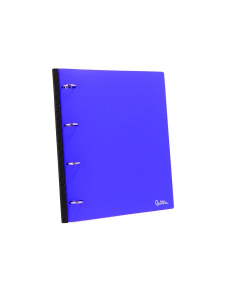 Carpeta Liderpapel 4 Anillas Redondas 25 Mm Polipropileno Din A4 Ultra Compacta Con Lomo Extensible 4 Cm Azul
