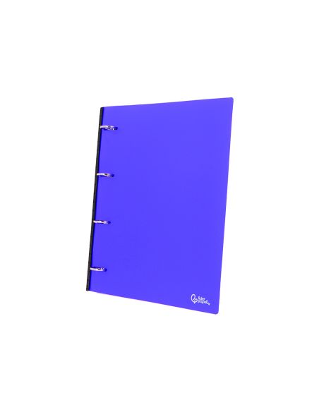Carpeta Liderpapel 4 Anillas Redondas 25 Mm Polipropileno Din A4 Ultra Compacta Con Lomo Extensible 4 Cm Azul