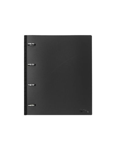 Carpeta Liderpapel 4 Anillas Redondas 25 Mm Polipropileno Din A4 Ultra Compacta Con Lomo Extensible 4 Cm Negro