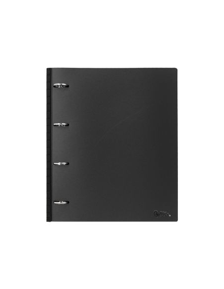 Carpeta Liderpapel 4 Anillas Redondas 25 Mm Polipropileno Din A4 Ultra Compacta Con Lomo Extensible 4 Cm Negro