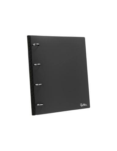 Carpeta Liderpapel 4 Anillas Redondas 25 Mm Polipropileno Din A4 Ultra Compacta Con Lomo Extensible 4 Cm Negro