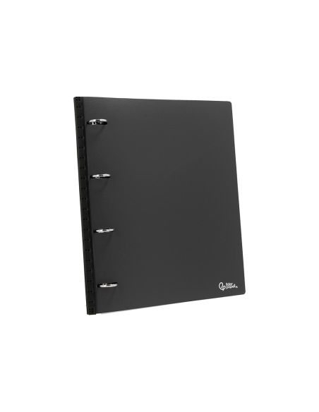 Carpeta Liderpapel 4 Anillas Redondas 25 Mm Polipropileno Din A4 Ultra Compacta Con Lomo Extensible 4 Cm Negro