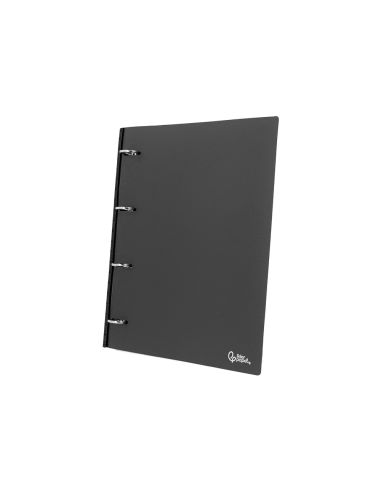 Carpeta Liderpapel 4 Anillas Redondas 25 Mm Polipropileno Din A4 Ultra Compacta Con Lomo Extensible 4 Cm Negro