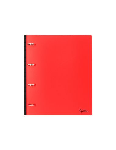 Carpeta Liderpapel 4 Anillas Redondas 25 Mm Polipropileno Din A4 Ultra Compacta Con Lomo Extensible 4 Cm Rojo