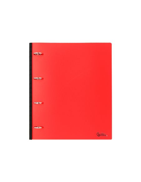 Carpeta Liderpapel 4 Anillas Redondas 25 Mm Polipropileno Din A4 Ultra Compacta Con Lomo Extensible 4 Cm Rojo