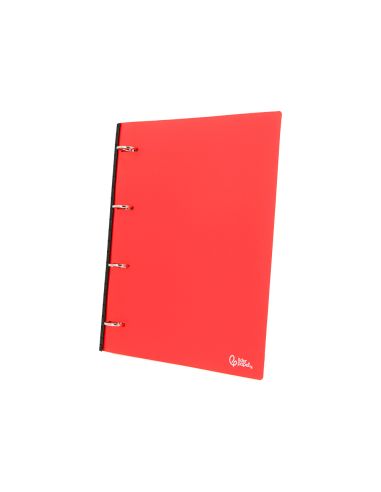 Carpeta Liderpapel 4 Anillas Redondas 25 Mm Polipropileno Din A4 Ultra Compacta Con Lomo Extensible 4 Cm Rojo