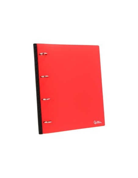 Carpeta Liderpapel 4 Anillas Redondas 25 Mm Polipropileno Din A4 Ultra Compacta Con Lomo Extensible 4 Cm Rojo