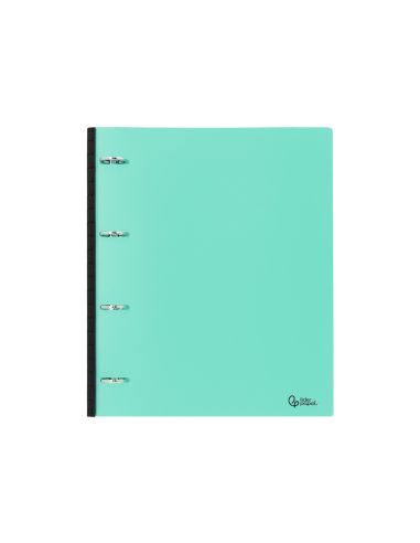 Carpeta Liderpapel 4 Anillas Redondas 25 Mm Polipropileno Din A4 Ultra Compacta Con Lomo Extensible 4 Cm Verde