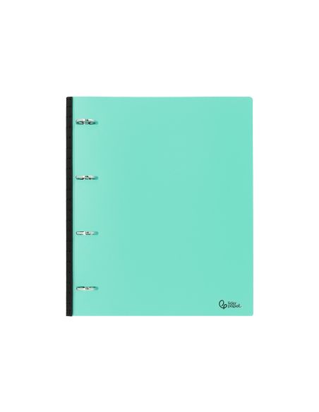 Carpeta Liderpapel 4 Anillas Redondas 25 Mm Polipropileno Din A4 Ultra Compacta Con Lomo Extensible 4 Cm Verde