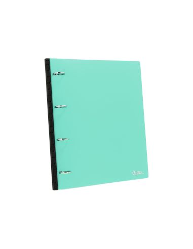 Carpeta Liderpapel 4 Anillas Redondas 25 Mm Polipropileno Din A4 Ultra Compacta Con Lomo Extensible 4 Cm Verde