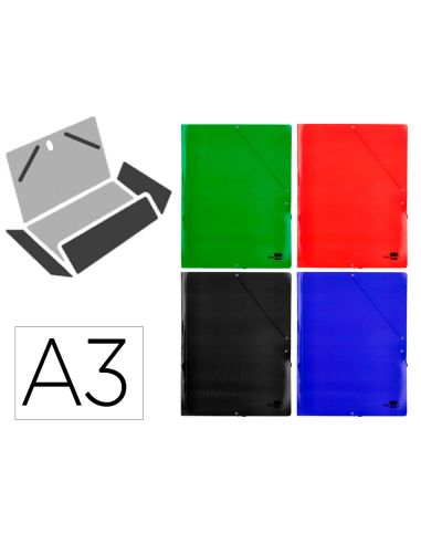 Carpeta Liderpapel Gomas Tres Solapas Carton Plastificado 800 Gr Din A3 Colores Surtidos|Libreriasalesiana