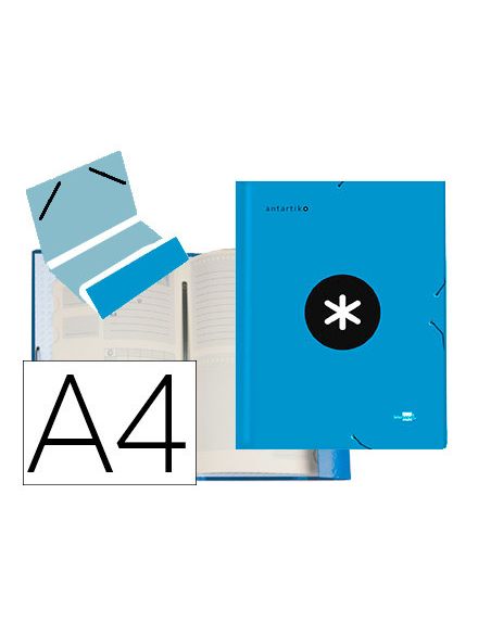 Carpeta Antartik Clasificadora A4 12 Departamentos Gomas Carton Forrado Color Azul